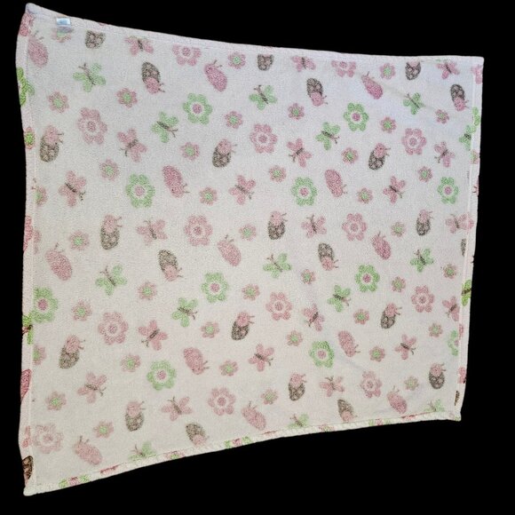 Baby Gear Light Pink Baby Blanket Butterfly Flower Ladybug Pastel Well Loved - Picture 6 of 10